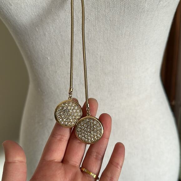 Chico's | Gold Pave Medallion Necklace - Picture 2 of 6